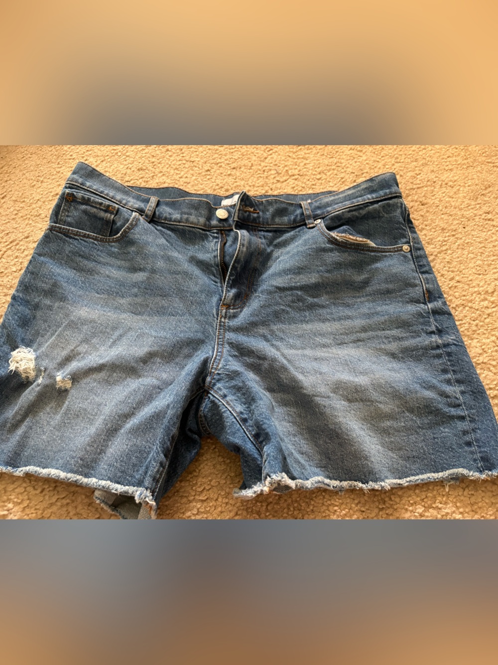 LOFT Blue Distressed Denim Cutoff Shorts